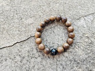 12mm天然加里曼丹沈香珠/沈香珠 一線藥師瑪瑙設計單圈手串手持fs