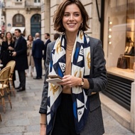 CHANEL Vintage 絲質圍巾｜航海繩索雙C圖騰 香奈兒披肩 圍巾