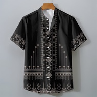 2025 Modern Barong Shirt for Men Oversize Traditional Filipinoshirt Sweat-absorbent and Breathable C