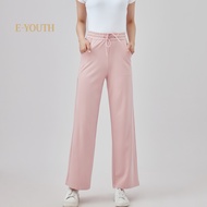 Eyouth 10176 Women Cool Silhouette Pants Straight-Leg with Drawstring Waist