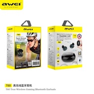 Awei T60 TWS ENC Wireless Bluetooth 5.1 Game Headphone True Wireless Earbuds Stereo Headset Mini In Ear Mini Buds IPX5