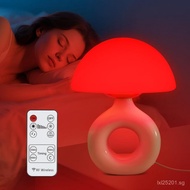 Mushroom Red Light Lamp for Sleep, 670nm Deep Sleep Red Night Light - 4 Color and 5 Dimmable, Remote