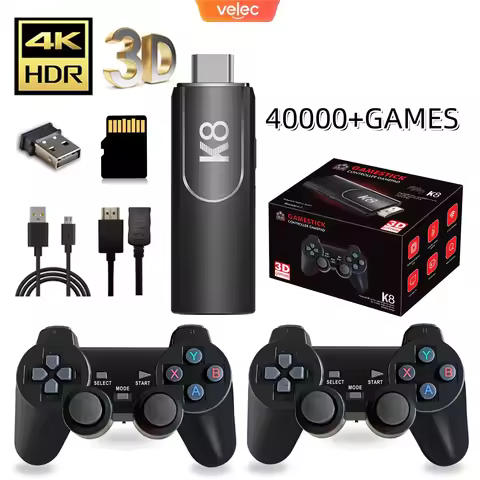 K8 Game Stick 4K HD Retro Video Game Console 64G 40000+ Games 40+Simulators Dual Wireless 2.4G Contr