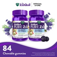 [Bundle of 2] Vicks ZzzQuil Pure Zzzs Sleep+De-Stress Melatonin Sleep Aid Gummies W Ashwagandha (42 