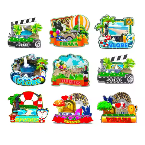 Decorative Magnets for Tirana Vlore Tirana Albania City Landmark Souvenirs 3D Wooden Fridge Sticker