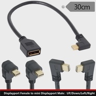 0.3เมตรมุมขวา90องศา Mini DisplayPort ตัวผู้ไปยัง DisplayPort DP ตัวเมียสายเคเบิลอะแดปเตอร์ต่อสำหรับ iMAC &amp; LED โรงหนัง