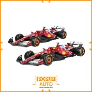 Bburago 1:43 F1 Ferrari SF-25 /w Helmet No.16 Charles Leclerc / No.44 Lewis Hamilton - Dull Red