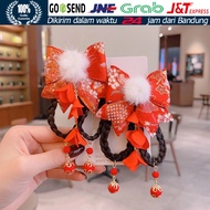 Set Jepit Rambut China Hanfu Model Fashion Anak / Jepit Rambut 1 Sepasang / Pita Imlek Bermotif Fash