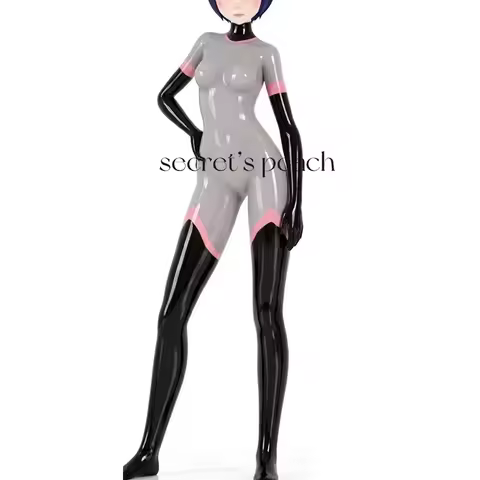 100% Natural Latex Cosplay Anime Catsuit Bodysuit Unisex Latex Bodysuit Customizable size and color