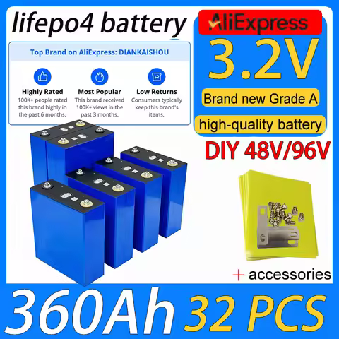 New Grade A 3.2V 360Ah Lifepo4 Rechargeable Battery Lithium Iron Phosphate Travel Solar RV Campers b