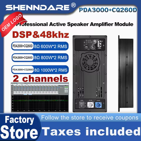 ShennDare PDA3000+CQ260 Professional DSP Digital Power Amplifier 2x1000W 2CH Active Speaker Amplifie