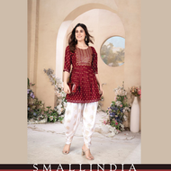 {**ส่งฟรี**} SMALL INDIA 🌺 New Launching Dhoti Patiyala ชุดเซ็ทเสื้อกางเกง 🌺 Women Red Kurti Set