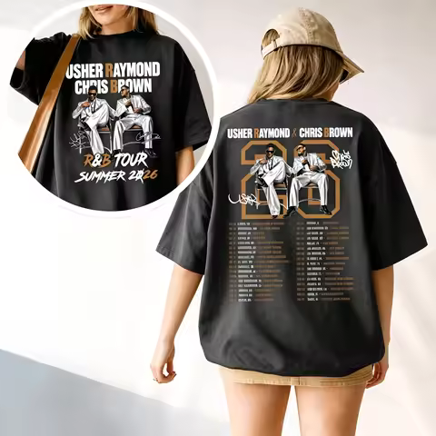 Usher Raymond X Chris Brown Tshirt Raymond & Brown Concert Shirt 2026 Summer New Men Women Cotton T-