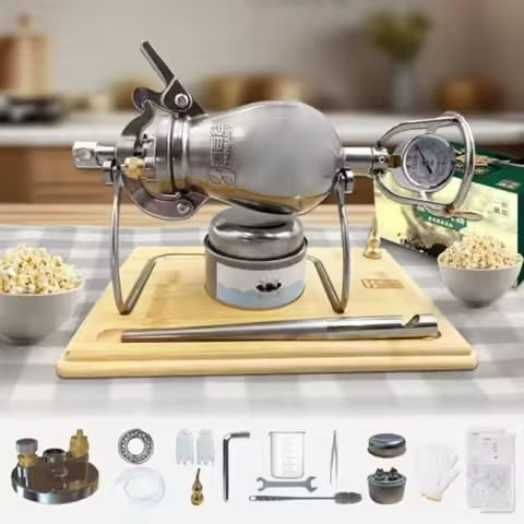 520ML Chinese Popcorn Maker High Pressure Stainless Steel Hand Popcorn Machine for Family Gathering 
