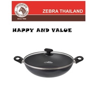 100% Original Thailand Zebra 32cm Wisdom Non Stick Wok Pan With Glass Lid