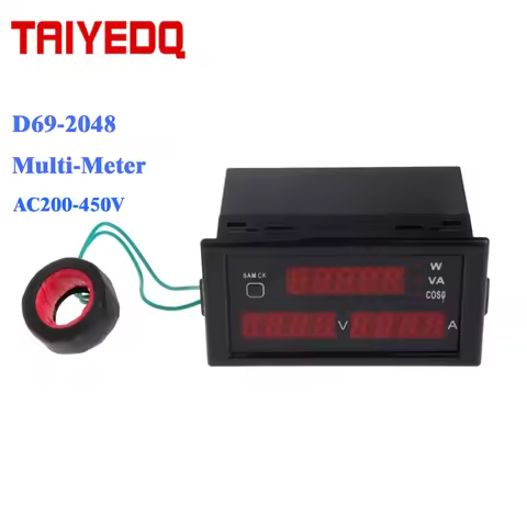 DL69-2048 Power Consumption Meter AC Voltmeter Ammeter Voltage Current Meter AC200-450V CT Outside E