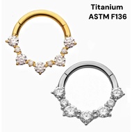 F136 Titanium Cubic Zirconia Septum Daith Piercing Jewellery 16G 8mm 1 piece