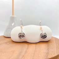 純銀 小貓與魚 925 淡水珍珠 防敏感耳環