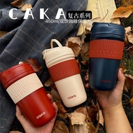 C caka Coffee Men Women High-value Retro Portable Portable Double Straw Water Cup Ceramic Simple Dri