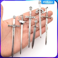 [Etekaxa] Decorative Knight Sword Charms, Metal Pendants, Bookmark, Swords for Miniature Scenes, Orn