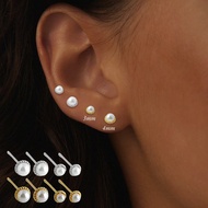 1 Pair Of S925 Sterling Silver Korean-Japanese Style Pearl Earrings, Women's Earring Accessories, Ve