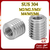 M2/M2.5/M3/M4/M5/M6 Screw Converter Threaded Insert  for Metal 304 Stainless Steel Inside Outside Th