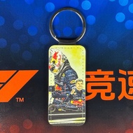 F1 hand drawn driver leather keychain double-sided printed size 80X35mm gift
