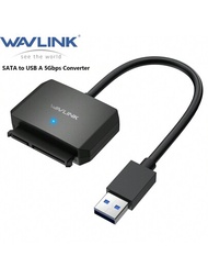 Wavlink Usb3.0轉sata Iii硬盤讀取線,sata轉usb A 5gbps轉換器,適用於2.5英寸/3.5英寸hdd/ssd外接硬盤連接器,不含電源適配器