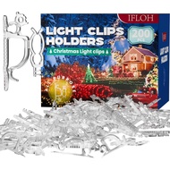 Holiday Light Clips [Set of 200] Christmas Outdoor Light Clips - Mount to Shingles & gutters - Works