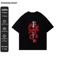 100% Cotton T-shirt Oversized forMen, Breathable & Sweat-Wicking, Short Sleeve, Baju 100% Kain Kapas