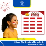 MERAH Cheek Stickers, Red and White Stickers, August 17th, 15 pcs - Merdeka Kit
