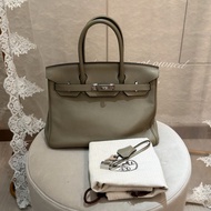 Hermes/ Birkin 30/ Q1鼠尾草綠 銀扣