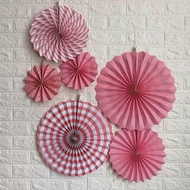 Set of 6 Paper Fans for Birthday Decoration