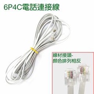 ✿國際電通✿【6P4C米白色電話線】總機用、家用 / 一般電話線 / 電話連接線材 / 四芯線 / 5公尺長