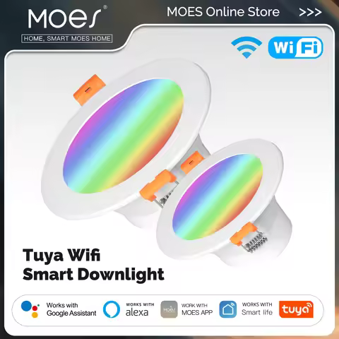 MOES WiFi Smart LED Downlight Zigbee Dimming Round Spot Light 9/12W RGB Color Changing Warm Cool lig