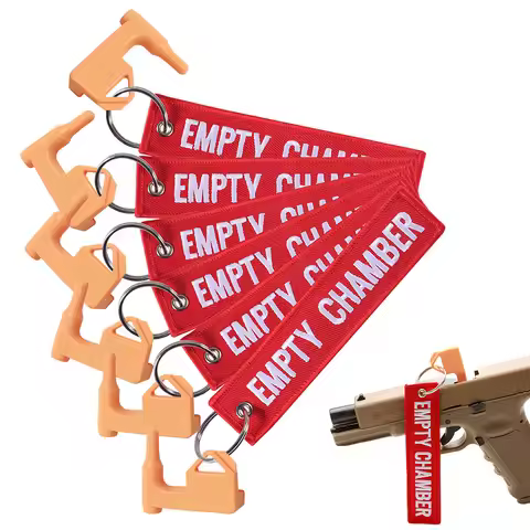 6 Pcs Empty Chamber Key Chains Aviation Safety Tag Indicator Red Double Sided Letter Embroidered Key