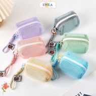 EWEA Coin Purse, Large Capacity Dopamine Color Mesh Storage Bag,  Handheld Mesh Organizer Cosmetic B