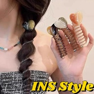 Love Shaped Telephone Wire Hair Ring - Sweet, Korean INS Style, High Elastic - Colorful Braided Hair