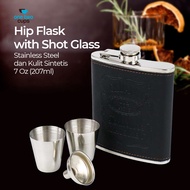 Hip Flask Stainless Steel Leather Bottle 7 Oz with Shot Glass - TAG7 - 7 Oz - F0212 j0n1w4lk3r j4ckD