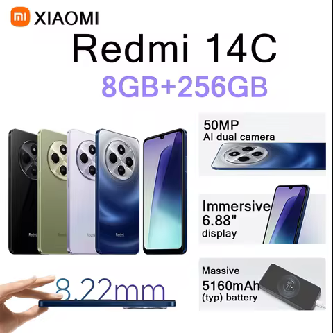Redmi 14C 6.88" 120Hz Display, 8GB+256GB, 50MP+13MP Dual Cam, 5160mAh Battery, Type-C, 4G EU/US Vers