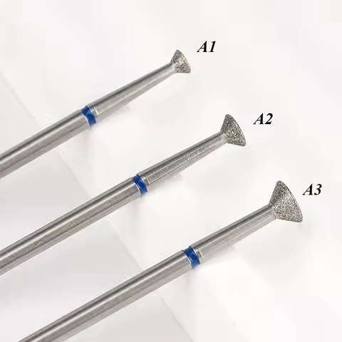 3Pcs Cuticle Clean Nail Drill Bit Set, 3/32" Russian Diamond Nail File Bits