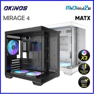 OKINOS MIRAGE 4 MATX CASING WITH 3 ARGB FANS - BLACK / WHITE