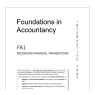 Foundations in Accountancy, FA1 Recording Financial Transactions
