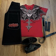 Jnco and Wexwear Suit Graphic Embroidered Jeans Y2K Jeans tracksuit t shirt for men Streetwear Haraj