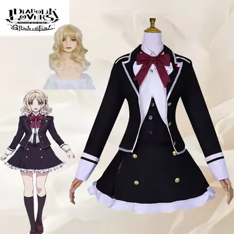 Komori Yui Cosplay Costume DIABOLIK LOVERS Outfits School Uniform Dress Socks Hair Ornament Hallowee