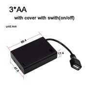 AA Size 2/3/4/6/8 Slot Battery Holder Storage Box Case with USB Female Port