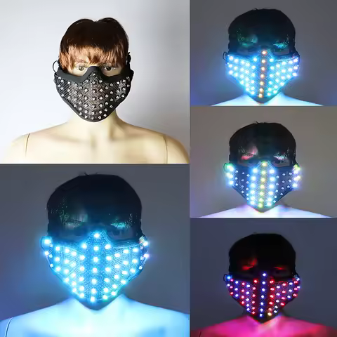 New Fashion LED Mask Colorful Luminous Mask Flashing Light Face Guard Halloween Bar Birthday Stage S