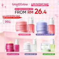 Glad2Glow 2 In 1 Basic Skincare Set Brightening Glowing/Repair/Anti Acne/Aging/Dark spot moisturizer
