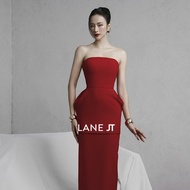 Elegant Red High Waist Long Gown LANEJT Spring New Style 2024 Elegant Long Dress High Waist Red Colo
