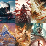 【ORFON】20×30cm with frame Painting By Number/Cartoon characters/Romantic scenery/Diy paint by number